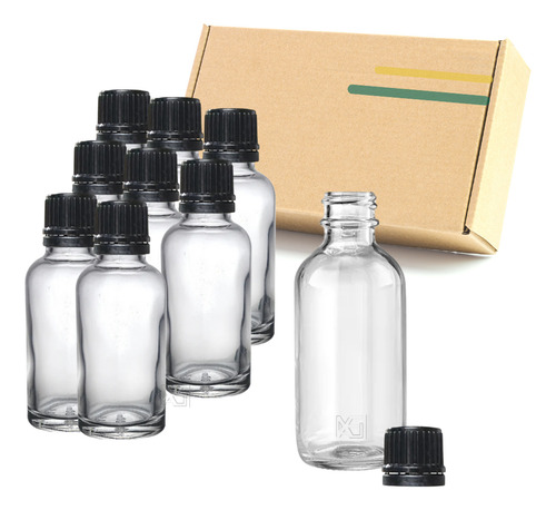 Frasco Vidrio Cristal 50 Ml Tapa Seguridad 10 Pzs Mayoreo