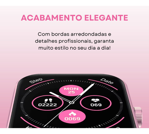 Smartwatch X8 Max Pro 2024 Chamadas Bluetooth Redes Sociais Caixa Rosa