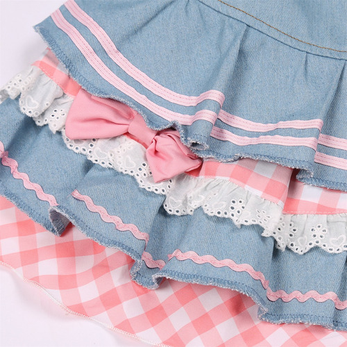 Minifalda Vaquera Con Volantes Para Mujer, Estilo Kawaii, Ca