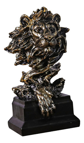Escultura De León Tallada En Resina, Adorno Elegante Plata