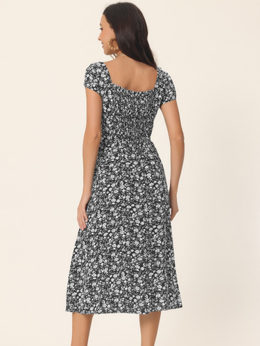 Vestido Midi Mujer Informal Con Estampado Floral Y Bolsillos
