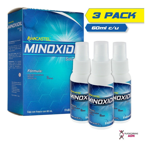 Imagen 1 de 10 de Minoxidil 5% - 3pack Tratamiento Crecimiento Cabello Y Barba