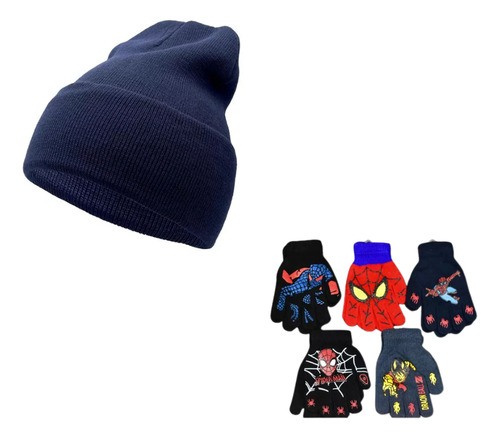 Gorro De Invierno Para Niño Con 5 Guantes De Superheroes !!