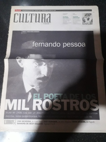 Clipping Diario Clarín Cultura 09 1 2000 Fernando Pessoa (Usado)