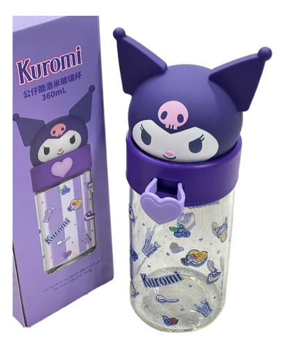 Botella De Agua Kuromi De Vidrio De 360 Ml