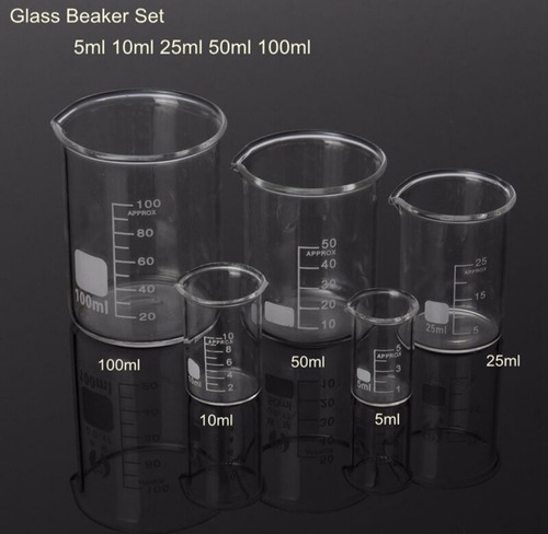 5 Uds 5-100mk Vaso De Precipitados De Vidrio De