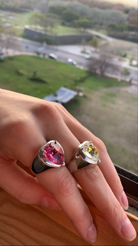 Imagen 4 de 7 de Anillo De Plata 925 Corazón De Cristal Austriaco