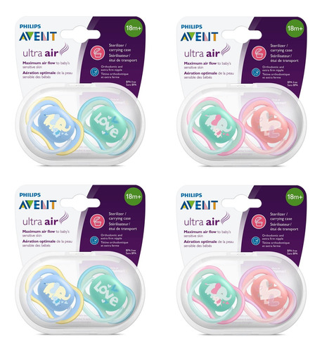 Philips Avent Ultra Air Chupete, Más De 18 Meses, 4 Piezas.