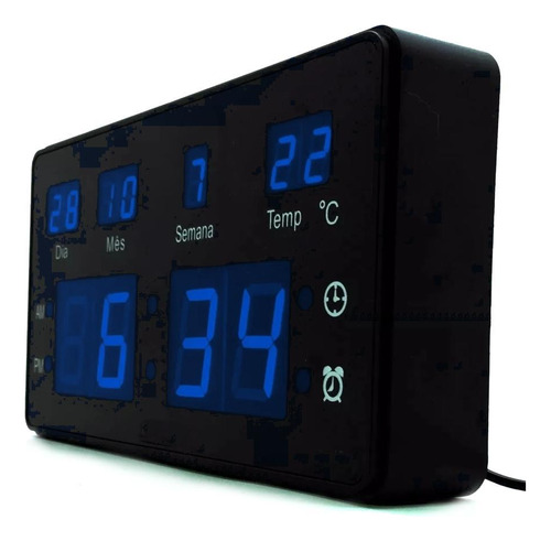 Relógio Parede Ou Mesa Led Despertador Data E Temperatura