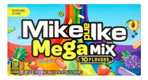 Dulces Mike And Ike Mega Mix Con 10 Sabores Sin Gluten 141 G