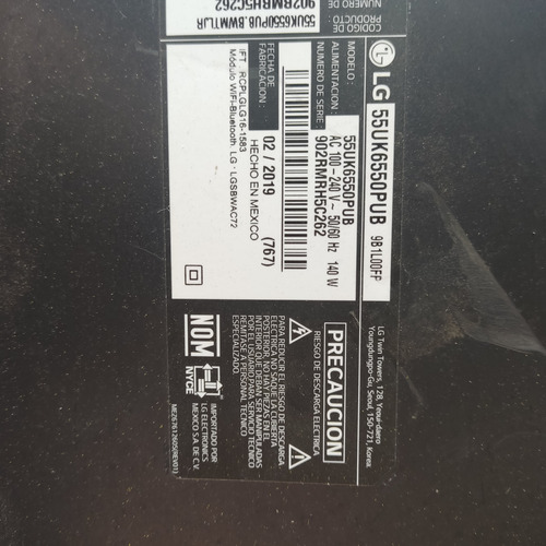 Pantalla Smart Tv Lg55uk6550pub Por Partes Display Roto (Usado)