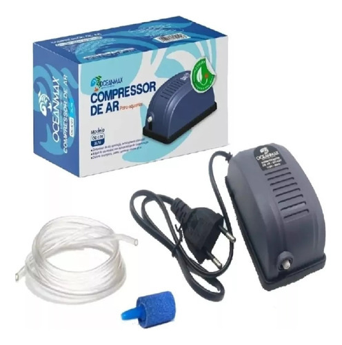 Compressor De Ar P/ Aquário 3l/m 1m Silicone E Pedra Porosa