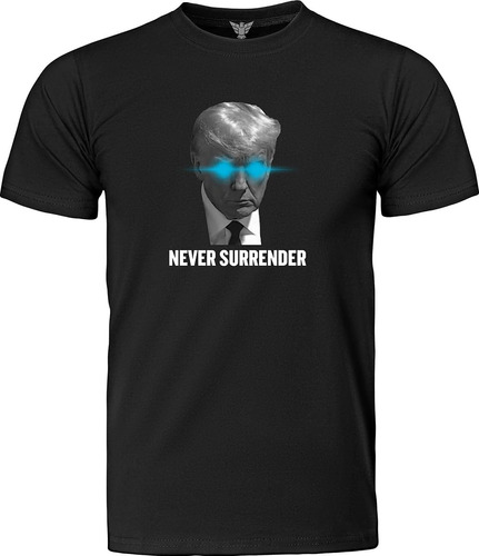 Gunshowtees Never Surrender Trump Mugshot Camisa, Grande, Ne