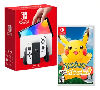 Nintendo Switch Oled Blanco + Pokemon Lest Go Pikachu