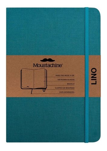 Libreta Moustachine Classic Lino Verde Agua Pocket A6