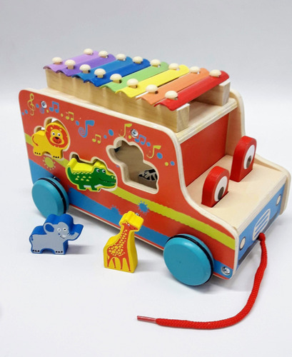 Imagen 6 de 10 de Acool Camion Madera Xilofon Animales Encastre Ac7643