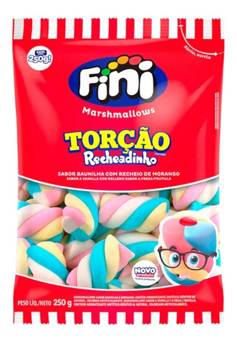 Marshmallow Fini Torção Recheadinho 250g - Sabor Baunilha Co