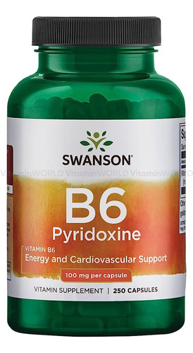 Swanson Vitamina B-6 (piridoxina) 100 Mg 250 Cápsulas