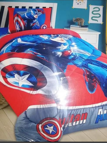 Cobertor Con Chiporro Infantil 1.5 Plaza Capitán América 
