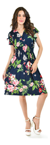 Vestido Floreado Roman Fashion /juvenil, 8867-11 (marino Flo