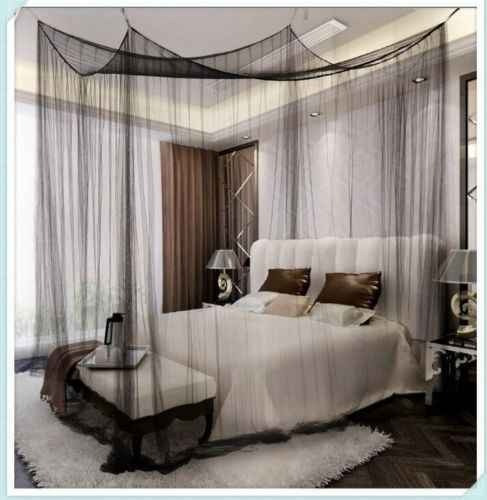 4 Post Bed Canopy Quatro Canto Mosquito Rede Preta