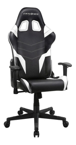 Cadeira de escritório DXRacer Nex Max gamer ergonômica  preta e branca com estofado de couro sintético