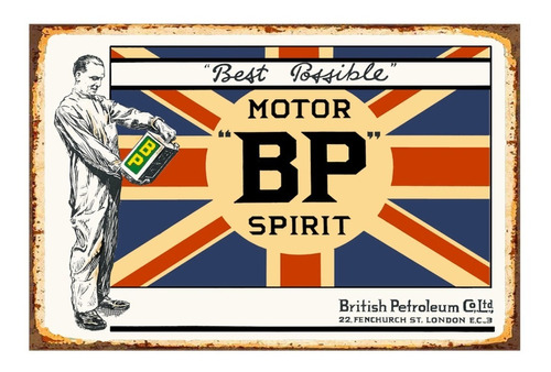 1 Cartel Metalico Letrero Bp Spirit Aceite Motor 40x28 Cms