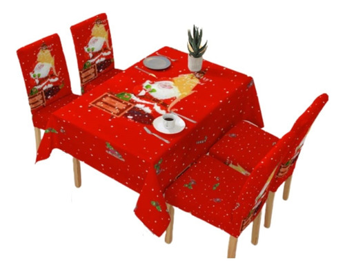 Set Navideño Mantel Navidad + 6 Fundas Sillas Pack Cl-17.6