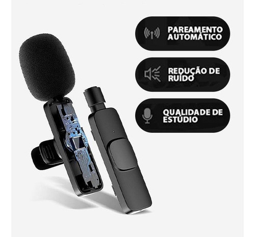Microfone Lapela Wireless Sem Fio Tipo C