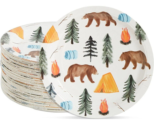 Camping Plates For 1st Birthday Party Decorations, One Happy