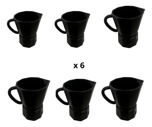 Taza Barista Plastica Clasico Café Leche 225 Cc X 6 Unidades Negro