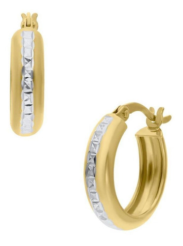 Arracadas De Oro Amarillo Con Platinado 14k 12mm-0122wy-20