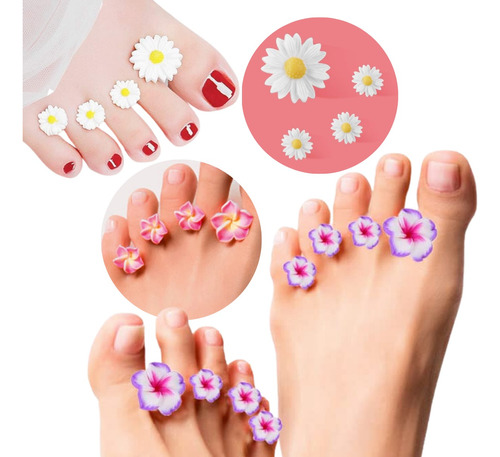 Separadores Dedos Silicón Pedicura Manicura Flores Uñas F 