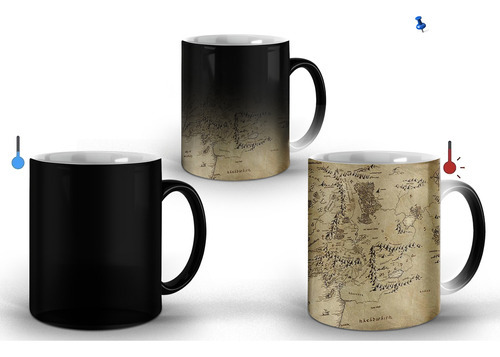 Caneca Mágica Senhor Dos Anéis Mapa Terra