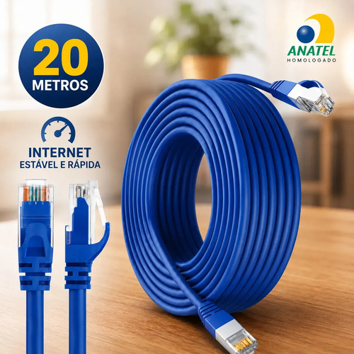 Cabo De Rede Lan Internet 20 Metros Rj45 Ethernet Crimpado De Alta Qualidade Personalized View
