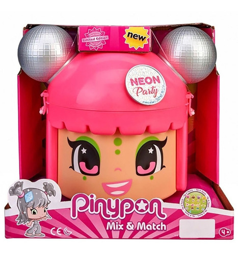 Pinypon Neon Party Cabeza + 5 Figuras Con Accesorios Valija