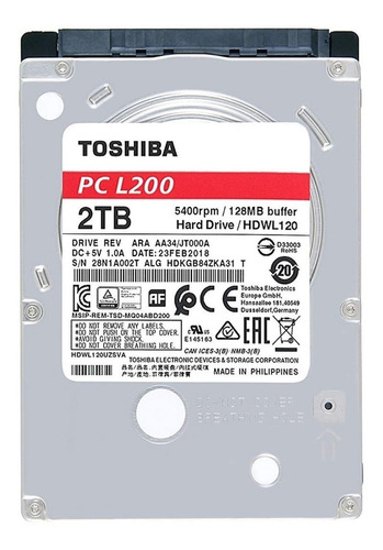 Disco Duro Laptop 2tb Toshiba L200 5400rpm 9mm 2.5 /v /v /vc