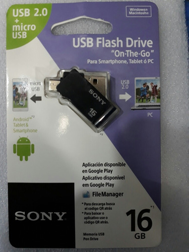 Usb Y Micro Usb Sony 16gb Smartphone/tablet/pc