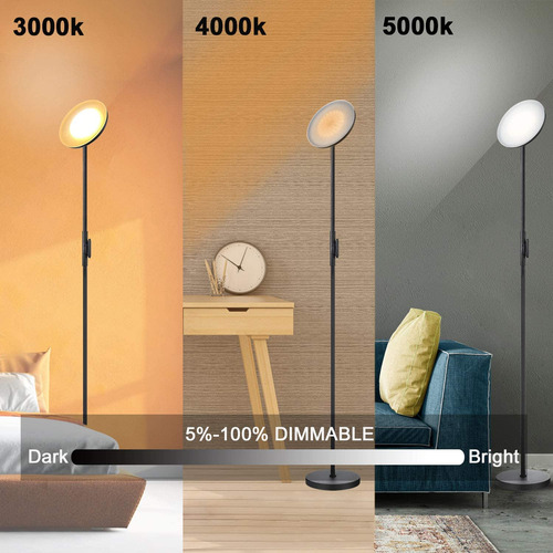 Lámpara De Pie Joofo 30w Luz Led 2400lm Moderna Negra Color De La Pantalla Color De La Estructura