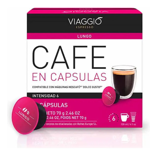 Capsulas Viaggio Dolce Gusto Espresso Lungo X 40 Unidades