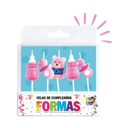 Party Store- Velas Formas Set 1er Añito X5 Cumpleaños Torta 