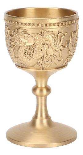 Copa De Vino En Forma De Cáliz Dorado, Estilo Retro En Relie