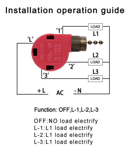 Interruptor De Ventilador De Techo C93pc, 3 Velocidades Y 4