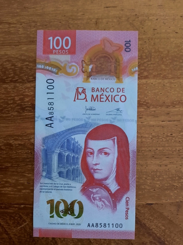 Billete De 100 Pesos De Sor Juana,serie Aa.