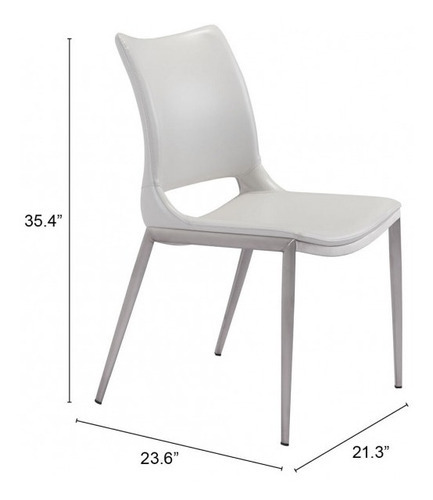 Silla De Comedor Ace Blanco/acero Këssa Cdmx Color De La Estructura De La Silla Plateado Color Del Asiento Blanco Diseño De La Tela Liso
