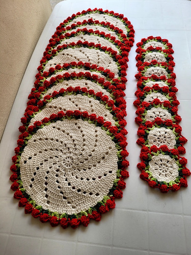 Sousplat E Porta Copo Tulipa 8 Peças Em Crochê