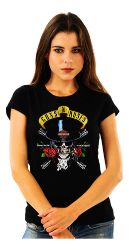 Polera Mujer Guns N Roses Skull Harley Davi Rock Abominatron