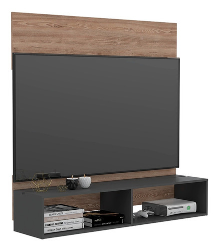 Rta Design  PMP 5396 Panel de Tv Lara Capacidad Para TV de Hasta 60" Color Miel y Plata Oscuro