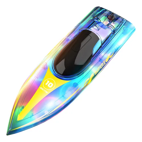 Barco Teledirigido CHENBOOW Con Luces LED Y Sistema Antivuelco – 2.4 GHz, Doble Batería, Velocidad 15 Km/h – Juguete Para Niños +8 Años