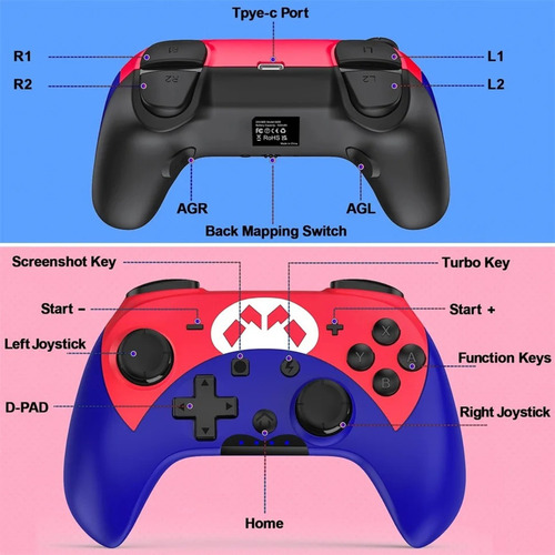 Mini Controle S600 Compatível Com Switch E Lite Wake Up C65m